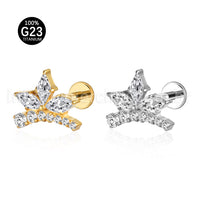 Piercing Labret Titânio Cluster Folhas Zircônia