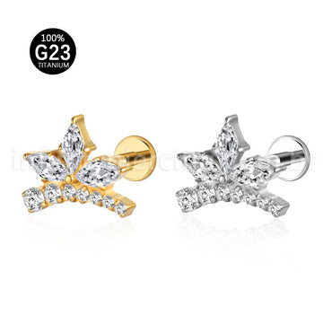 Piercing Labret Titânio Cluster Folhas Zircônia