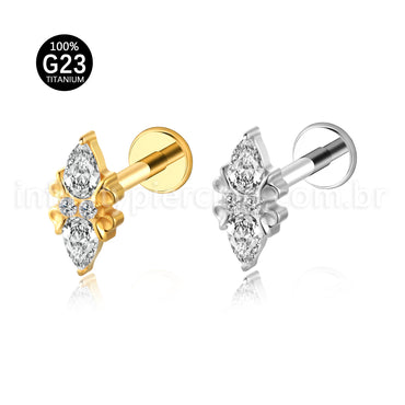 Piercing Labret Titânio 4 Zircônias