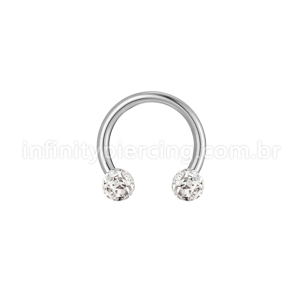 Piercing Ferradura Titânio Cristais Swarovski