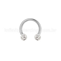 Piercing Ferradura Titânio Cristais Swarovski