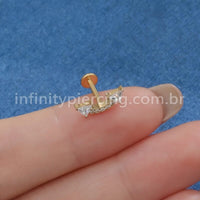 Piercing Labret Aço Cirúrgico Curvo Seta Zircônia