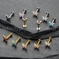 Piercing Labret Titânio Borboleta Zircônia