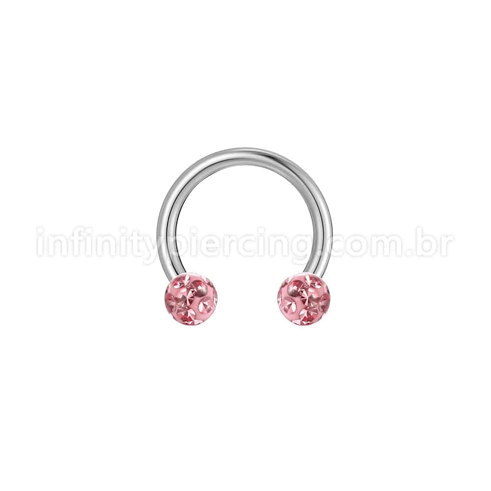Piercing Ferradura Titânio Cristais Swarovski