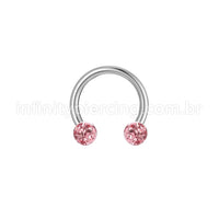 Piercing Ferradura Titânio Cristais Swarovski