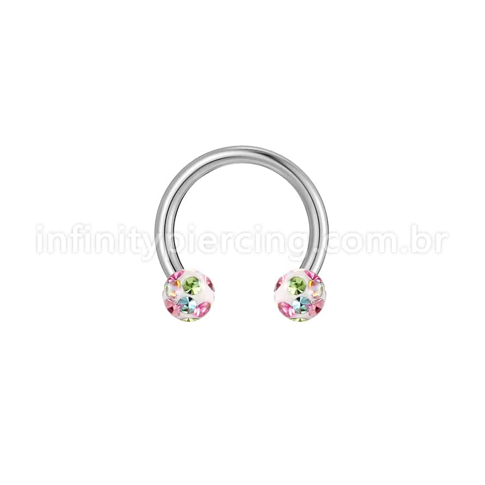 Piercing Ferradura Titânio Cristais Swarovski