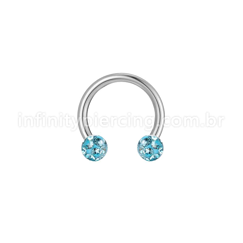 Piercing Ferradura Titânio Cristais Swarovski
