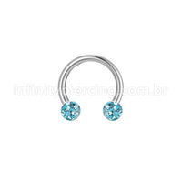 Piercing Ferradura Titânio Cristais Swarovski