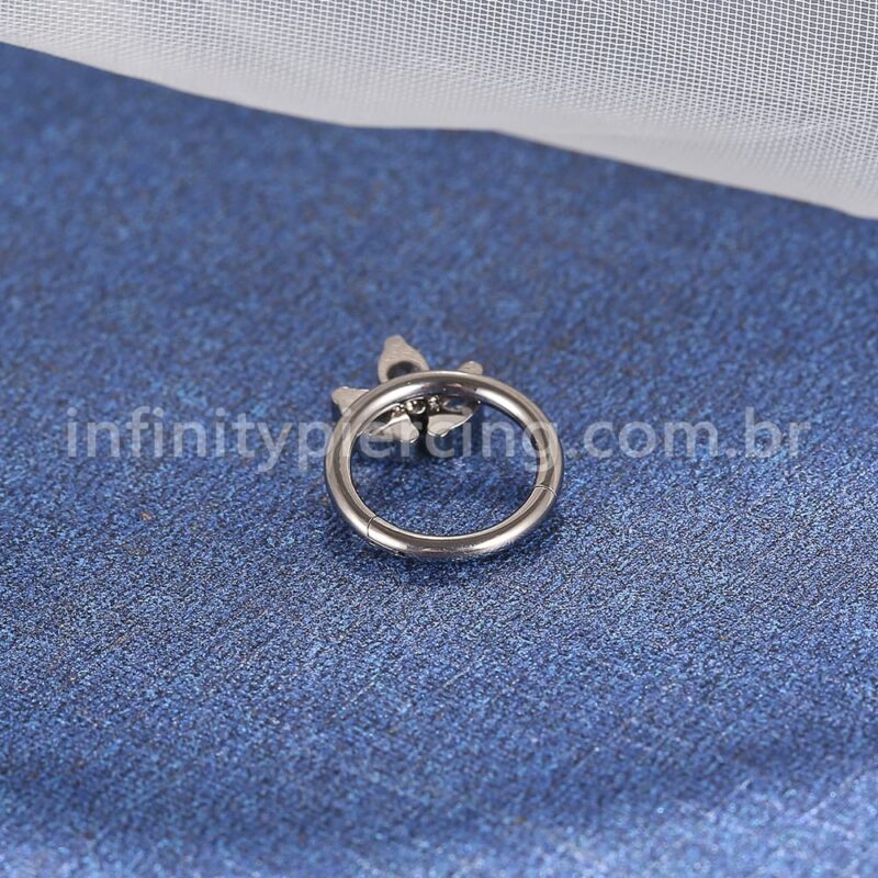 Piercing Argola Titânio Segmento Articulado 3 Zircônias Cravejada