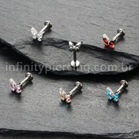 Piercing Labret Titânio Borboleta Zircônia