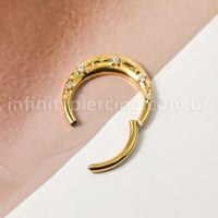 Piercing Argola Titânio Segmento Articulado Zircônia Detalhes Estrelas