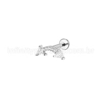 Piercing Labret Aço Cirúrgico Curvo Seta Zircônia