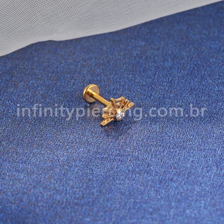 Piercing Labret Titânio Teia De Aranha Zircônia