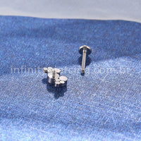 Piercing Labret Aço Cirúrgico Zircônias