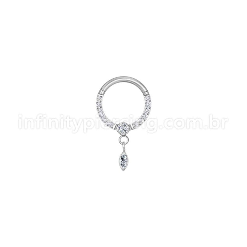 Piercing Argola Aço Cirúrgico Zircônia Cravejada Com Pingente