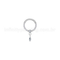 Piercing Argola Aço Cirúrgico Zircônia Cravejada Com Pingente