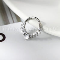 Piercing Argola Titânio Zircônia Cravejada Frontal