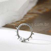 Piercing Argola Titânio Spike Com Pedra Zircônia
