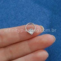 Piercing Argola Aço Cirúrgico Segmento Articulado Zircônia Quadrada