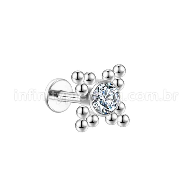 Piercing Labret Aço Cirúrgico Indiano Zircônia