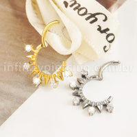 Piercing Argola Titânio Segmento Articulado Zircônia Cravejada Com Spike