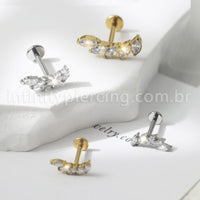Piercing Labret Aço Cirúgico Cluster 6 Zircônias