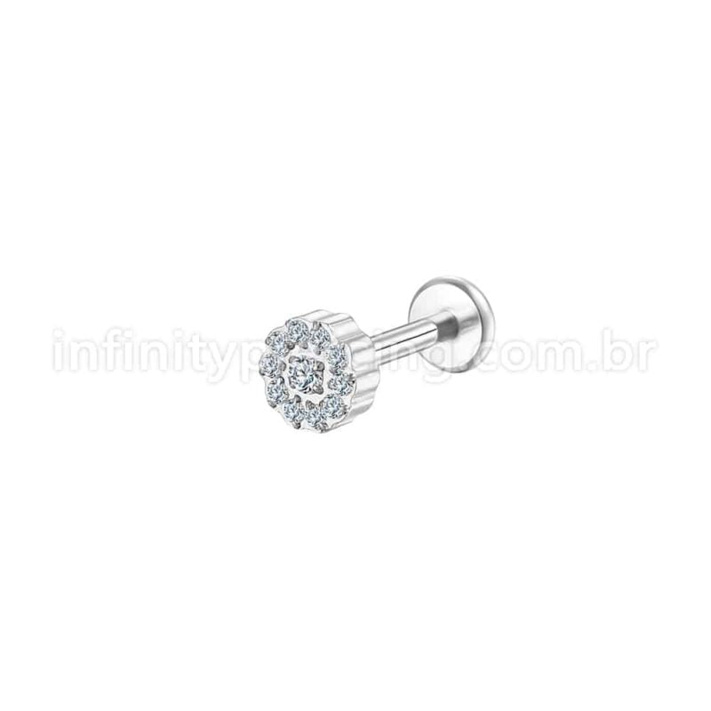 Piercing Labret Aço Cirúrgico Flor Zircônia