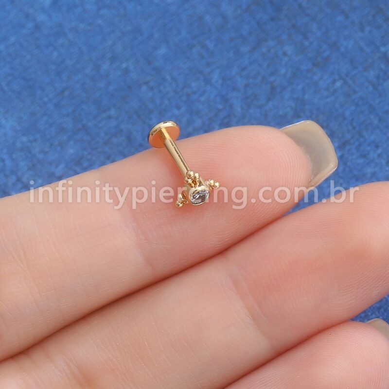 Piercing Labret Aço Cirúrgico Indiano Zircônia