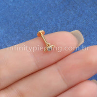 Piercing Labret Aço Cirúrgico Indiano Zircônia