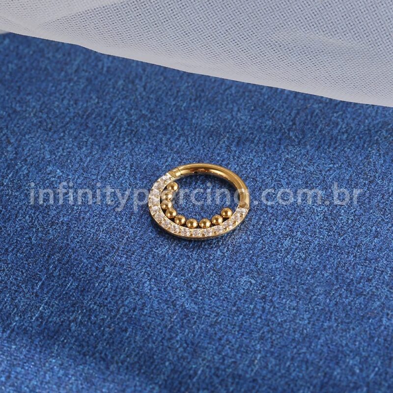 Piercing Argola Titânio Segemento Articulado Indiano Zircônia Cravejada