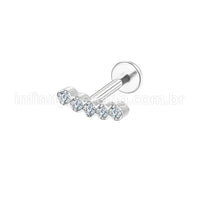 Piercing Labret Aço Cirúgico 5 Mini Zircônia Reta
