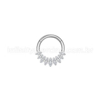 Piercing Argola Aço Cirúrgico Segmento Articulado Detalhada Zircônia Cravejada
