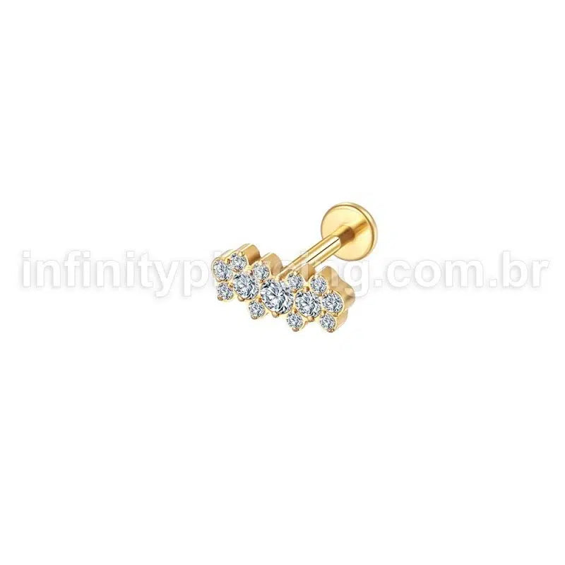 Piercing Labret Aço Cirúrgico Zircônia Cravejada Flor