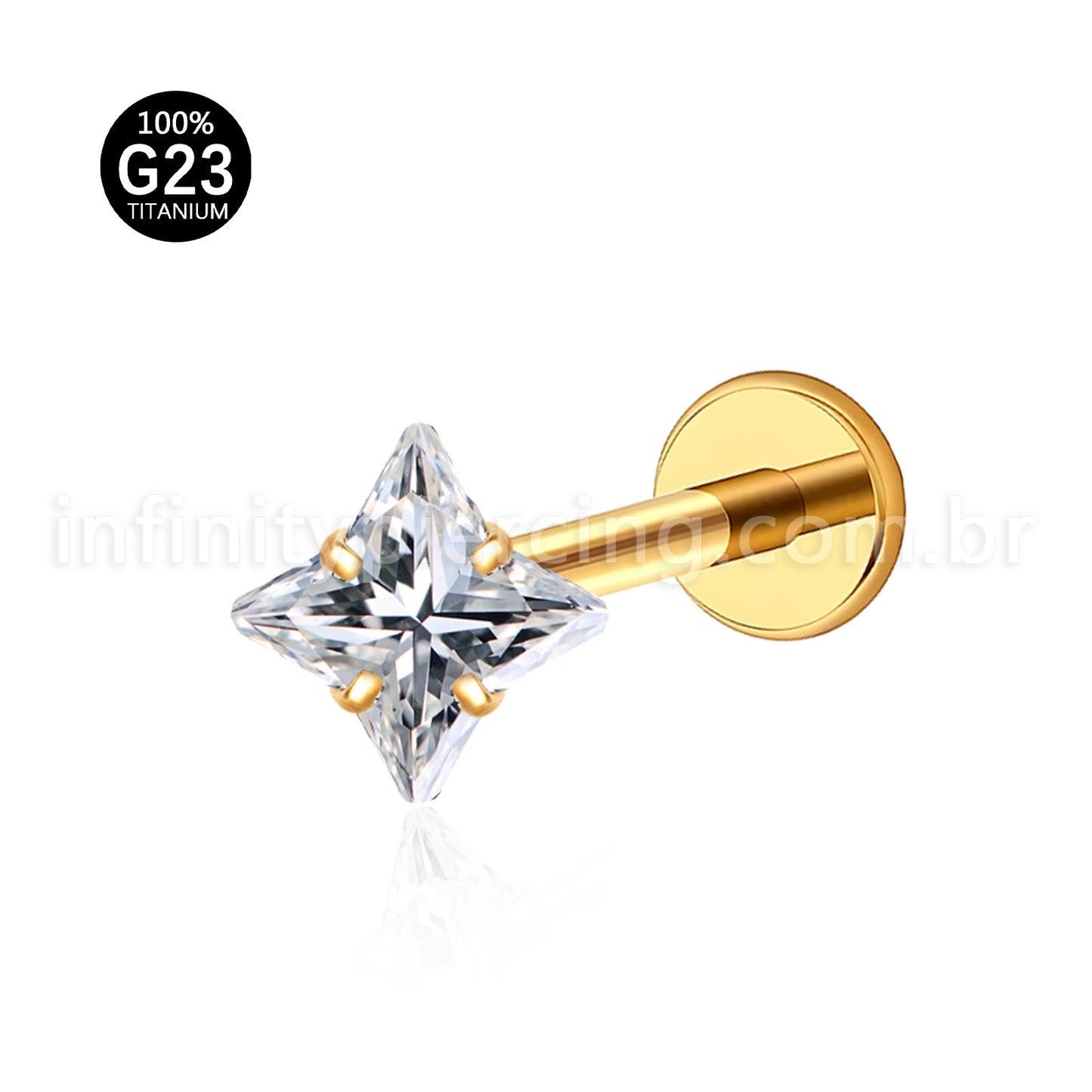 Piercing Labret Titânio Flor Zircônia