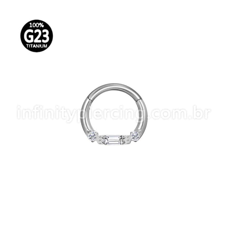 Piercing Argola Titânio Detalhes Zircônia Cravejada