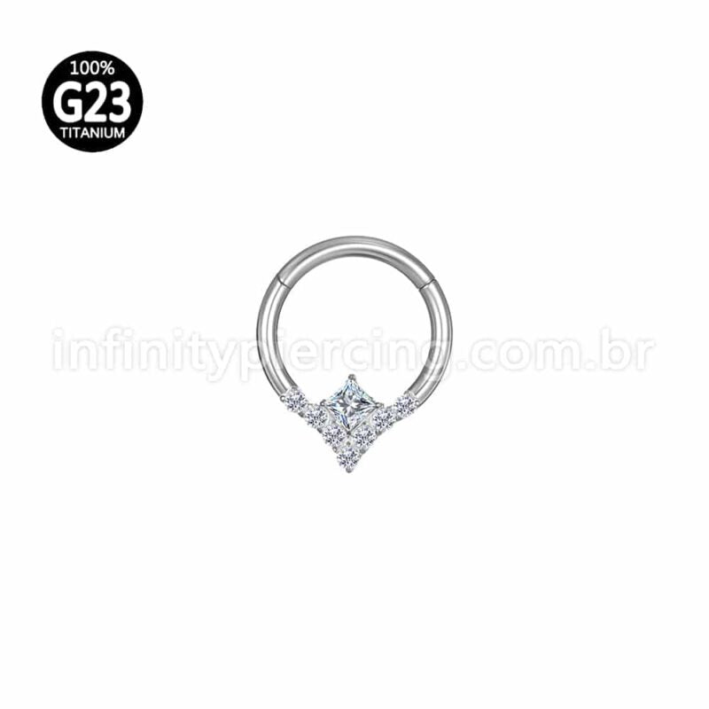 Piercing Argola Titânio Segmento Articulado Zircônia Cravejada