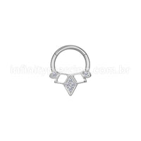 Piercing Argola Aço Cirúrgico Segmento Articulado Detalhada Vazada Zircônia Cravejada