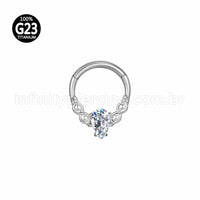 Piercing Argola Titânio Segmento Articulado Detalhada Zircônia Gota