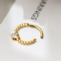 Piercing Argola Titânio Detalhada Com Zircônia Cravejada