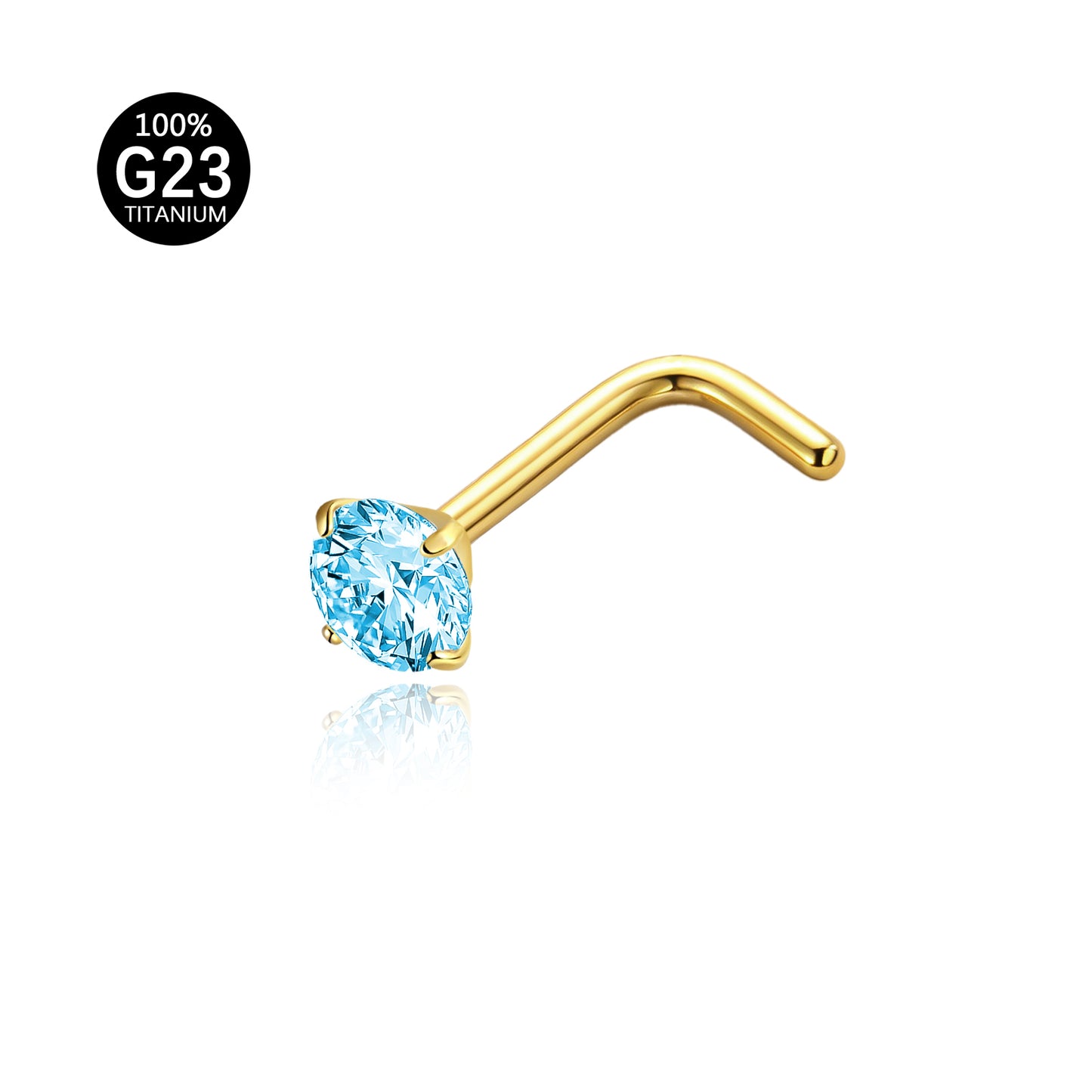 Piercing Nostril Curvo Titânio Zircônia Redonda 10153