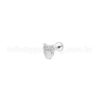 Piercing Labret Aço Cirúrgico Coruja Zircônia