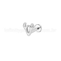 Piercing Labret Aço Cirúrgico Chifre De Alce