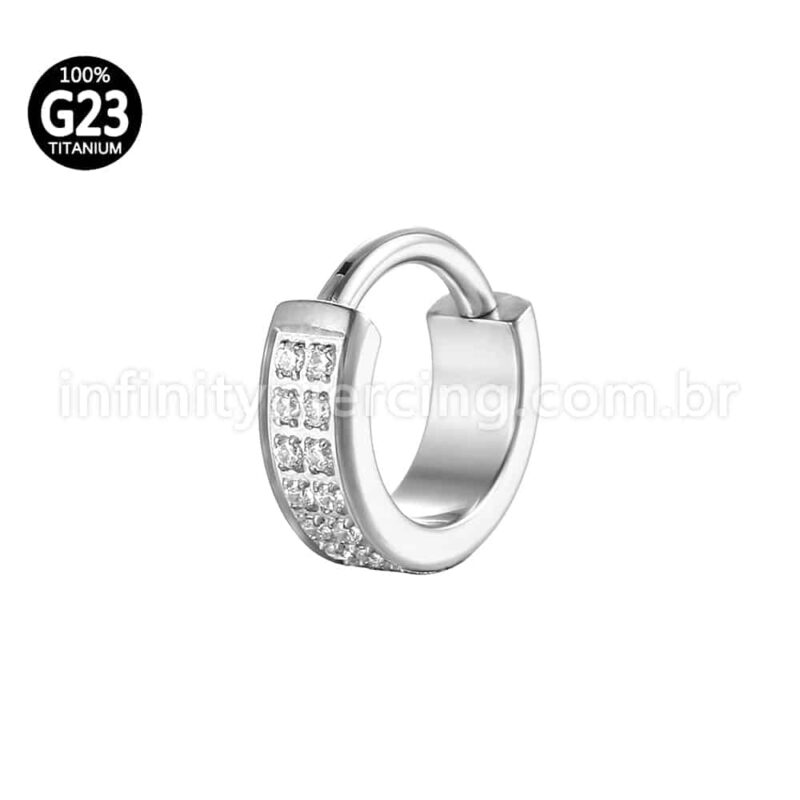 Piercing Argola Segemento Articulado Titânio Zircônia Cravejada