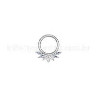 Piercing Argola Aço Cirúrgico Segmento Articulado 4 Pedras Zircônia Cravejada