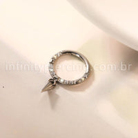 Piercing Argola Titânio Zircônia Frontal Com Pingente Spike