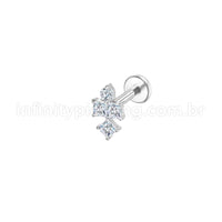 Piercing Labret Aço Cirúrgico 4 Zircônia