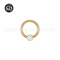 Piercing Argola Titânio Segmento Articulado Uma Zircônia Redonda