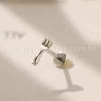 Piercing Labret Aço Cirúrgico Garfo Zircônia