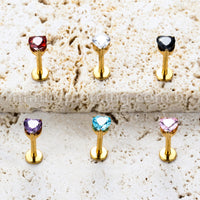 Piercing Labret Titânio Pedra Zircônia