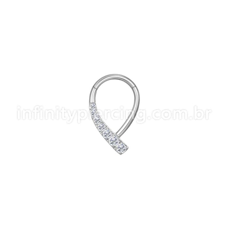 Piercing Argola Aço Cirúrgico Gota Com Zircônia